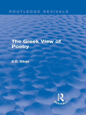cover image of The Greek View of Poetry
